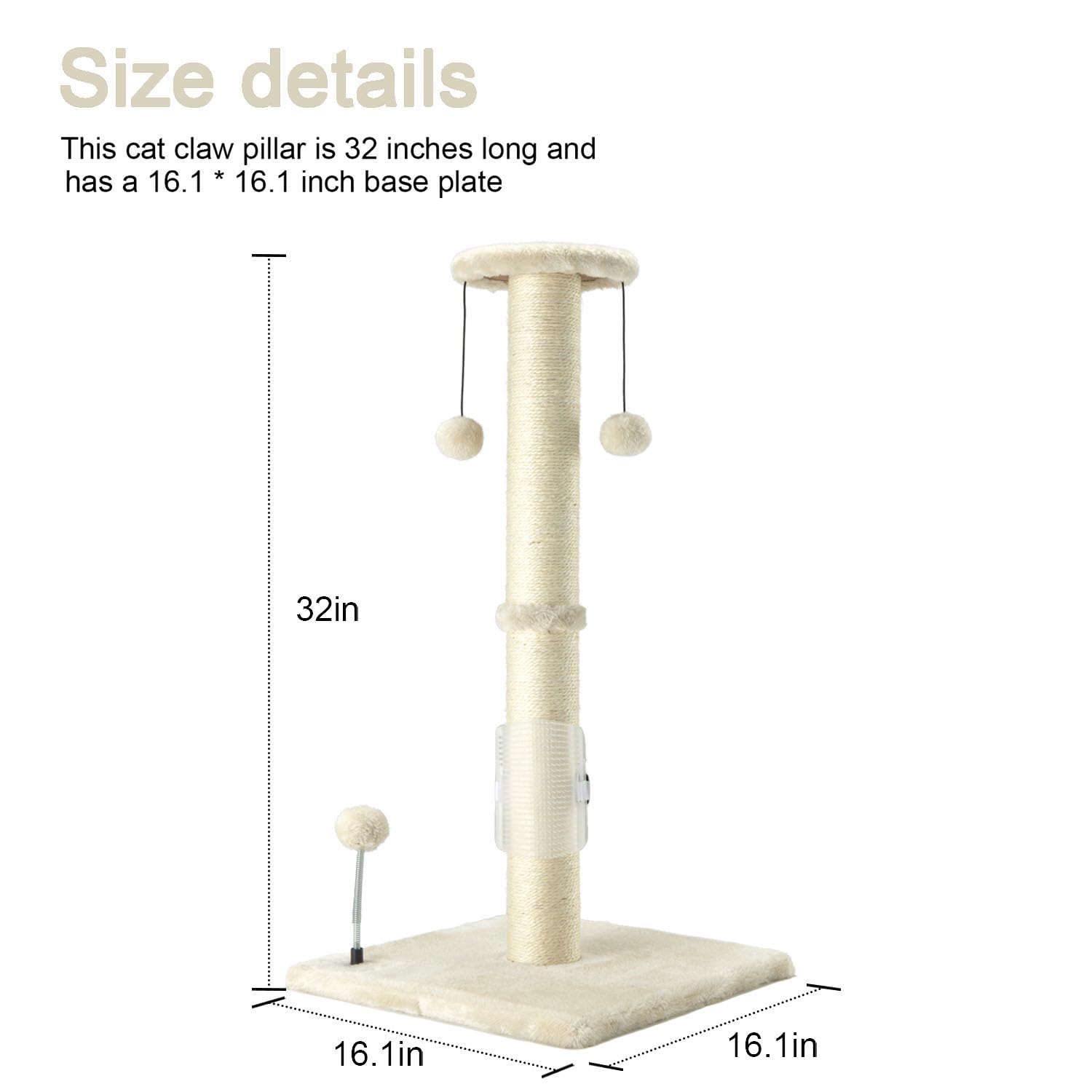 PEEKAB 32" Tall Cat Scratching Post Sisal Rope Scratch Posts