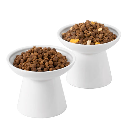 CEEFU Extra Wide Elevated Ceramic Cat Bowl, 6.2" Shallow Dish Bowl