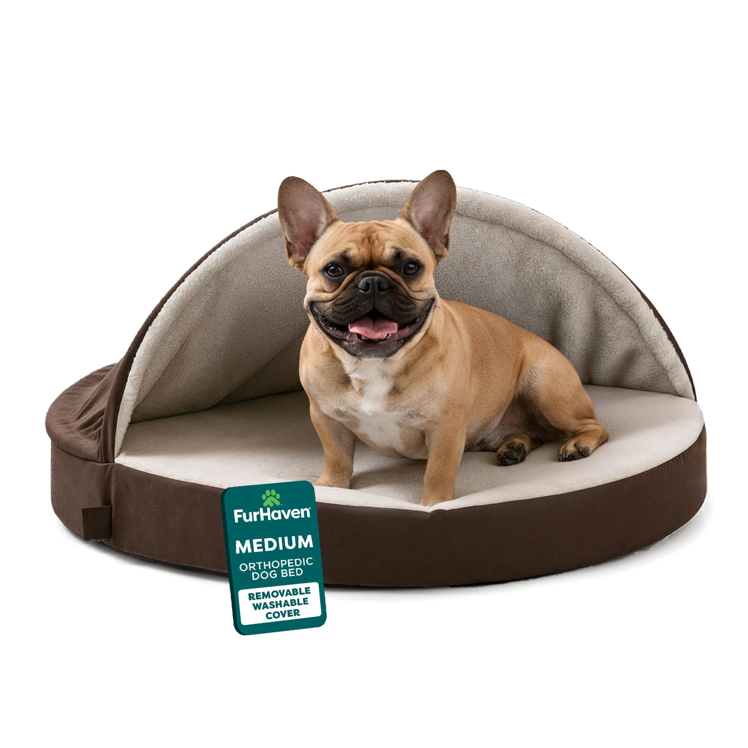 FurHaven Round Orthopedic Dog Bed for Medium Dogs, Egg Crate