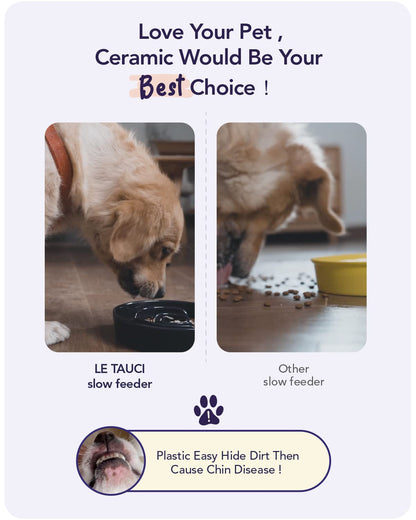 LE TAUCI Dog Bowls Slow Feeder Ceramic, 1.5 Cups Slow Feeding Dog Bowl