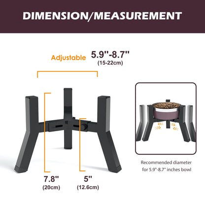 SHAINFUN Elevated Dog Bowls Adjustable Width Stand for 5.2-7.8" Bowl