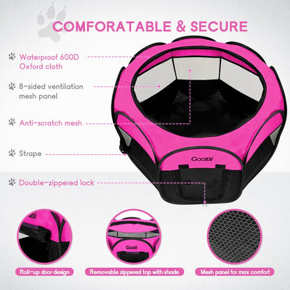Portable Large Pet Cat Playpen for Indoor Outdoor Cats, Foldable Crate