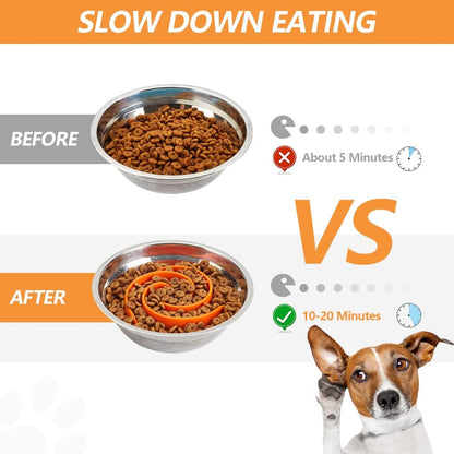 Slow Feeder Dog Bowls Insert, Animire Soft Silicone Slow Eating Bowl