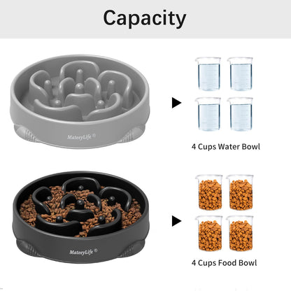 MateeyLife Large Slow Feeder Dog Bowls 2PCS, Anti-Choking Puzzle