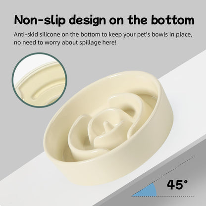 Havniva Ceramic 0.9 Cup Dog Bowl Slow Feeder for Small Dog, Pet Bowl