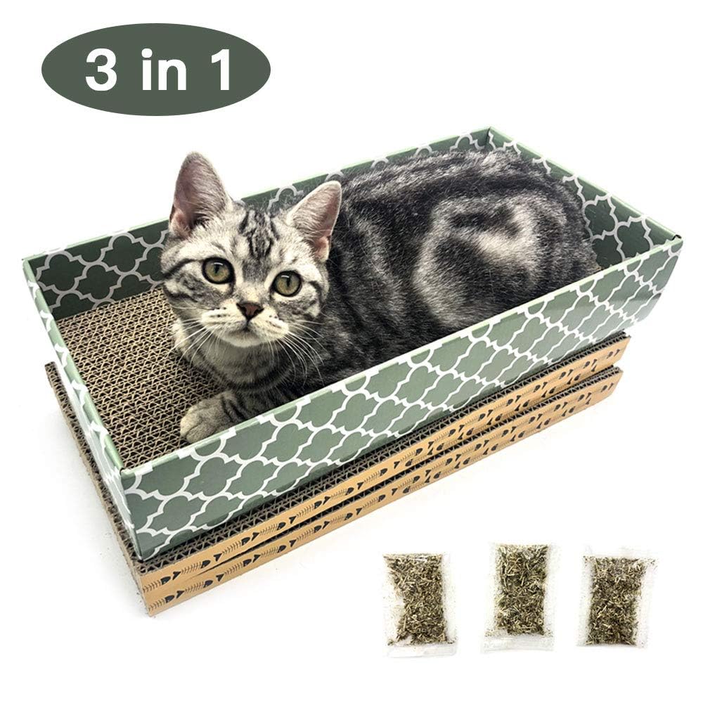 Cat Scratcher Cardboard Scratching Pads Scratch Lounge Bed with Pads