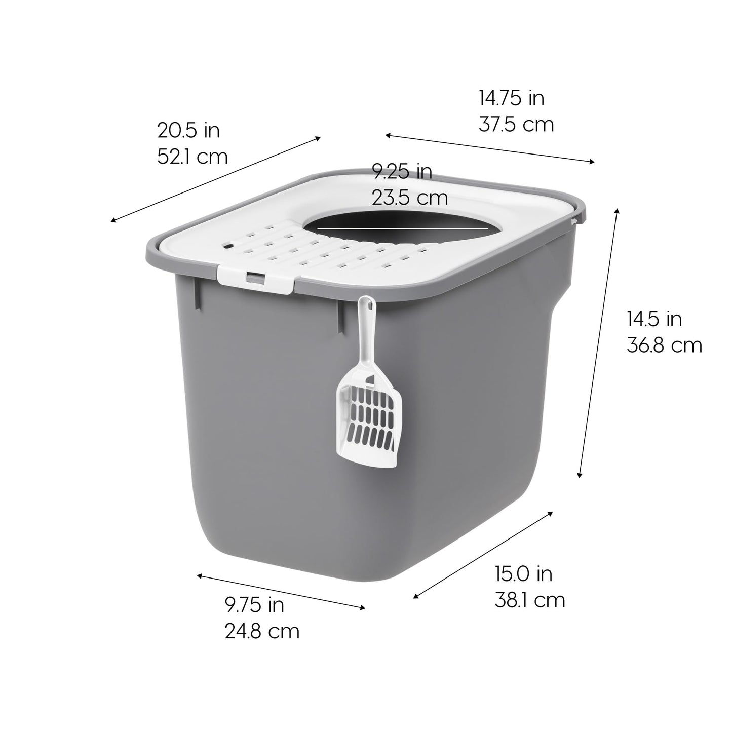 IRIS USA Cat Litter Box Large Top Entry with Lid, Enclosed Litter Box