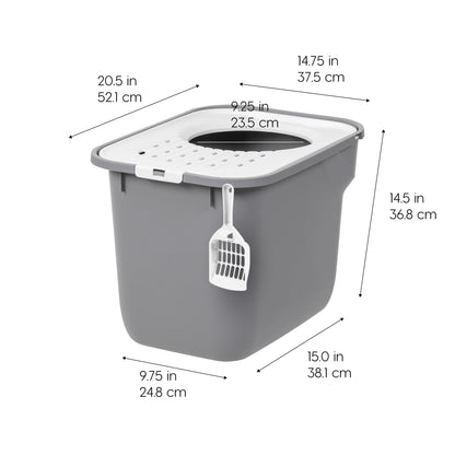 IRIS USA Cat Litter Box Large Top Entry with Lid, Enclosed Litter Box
