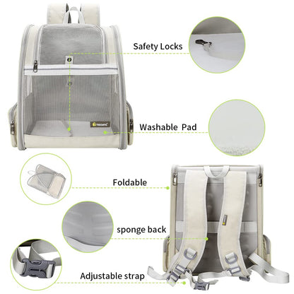 Texsens Pet Backpack Carrier for Small Cats Dogs, Ventilated Carrier