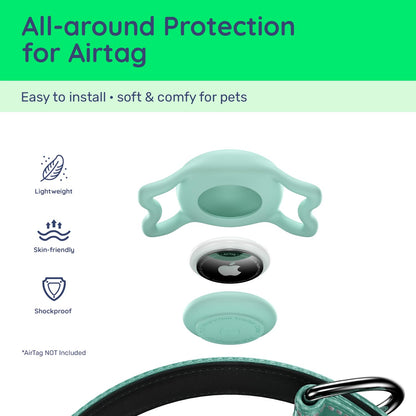 Apple Tag Holder Dog Collar, Reflective Ultra-Durable Nylon Collar