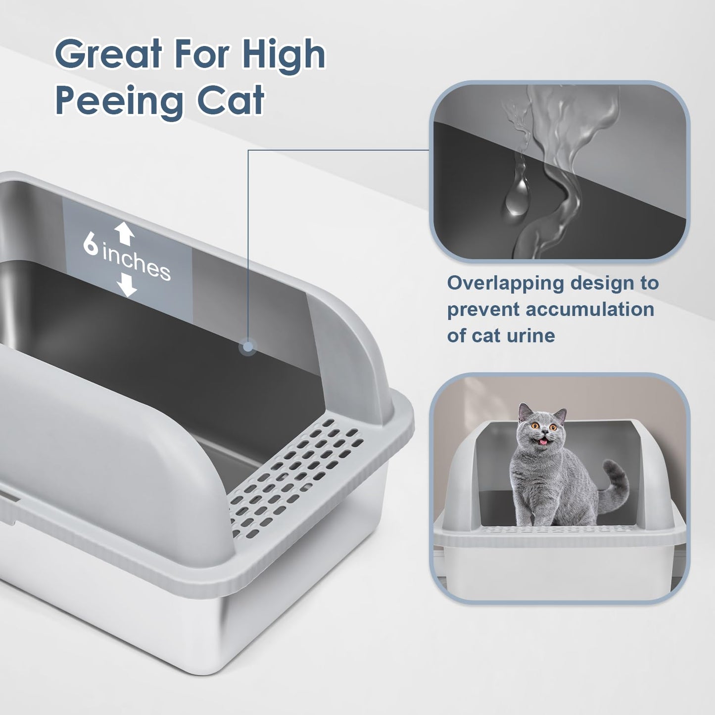 2 Pack XL Stainless Steel Litter Box Enclosure with Lid, Tray