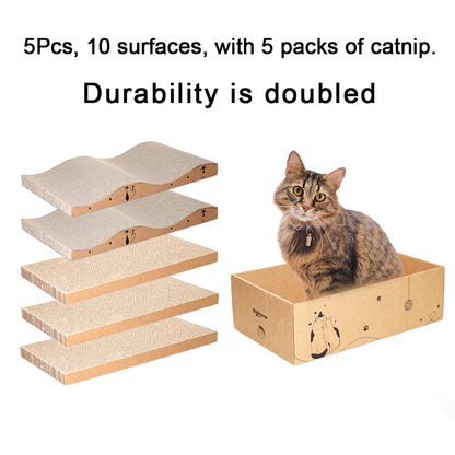 RUBMEOW Cat Scratcher Cardboard Scratch Pad Box for Indoor Pad