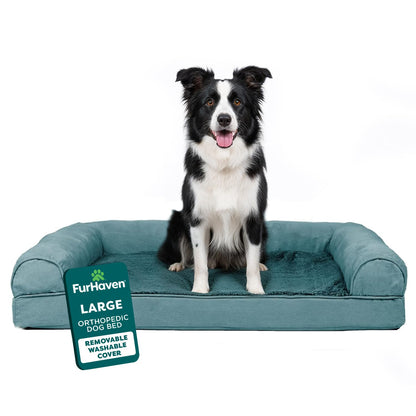 FurHaven Orthopedic Dog Bed for Large Dogs, Sofa Contour Mattress