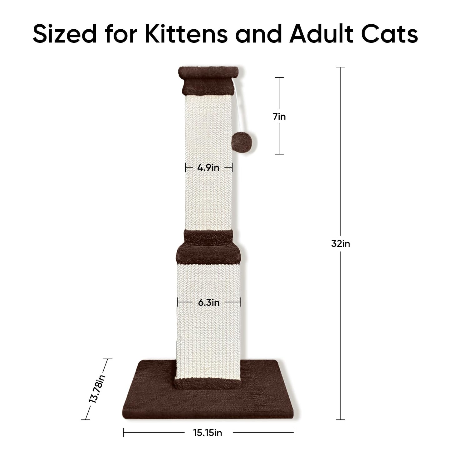 AGYM 32 Tall Cat Scratching Post for Large Cats, Cat Scratcher