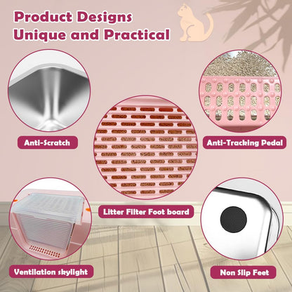 Vivifying Stainless Steel Covered Cat Litter Box Odor-Control Box