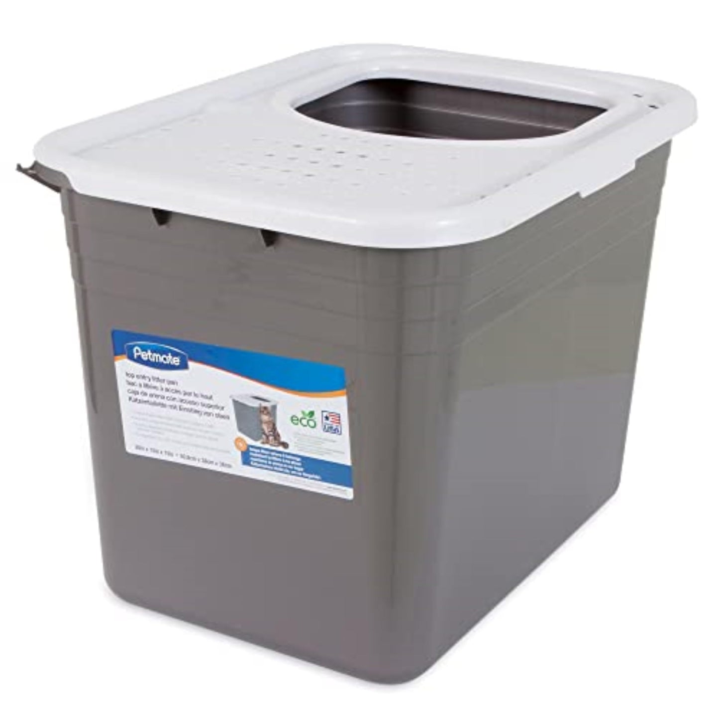 Petmate Enclosed Cat Litter Boxes with Hinged Lid and Wide Top Box