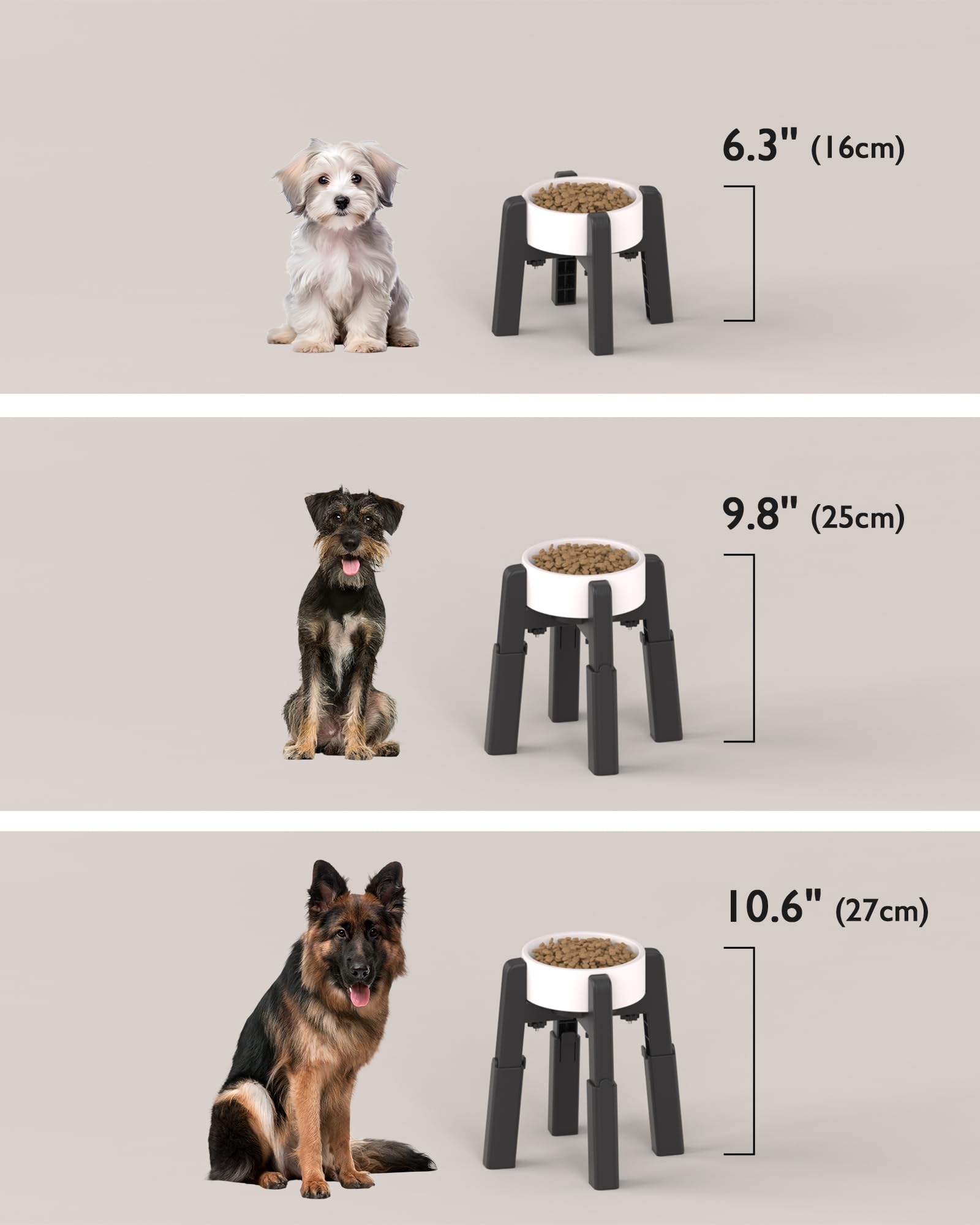 CZPET Dog Bowl Stand with Adjustable Height and Width [Stand Bowl