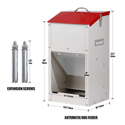 KHEARPSL Galvanized Automatic Dog Feeder Large Breed Dog Dispenser