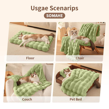 SOMAHE Self-Warming Cat Blanket, Dual-Side Plush Sherpa Throw Bed