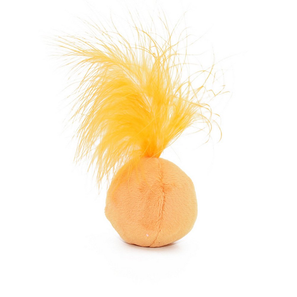 PETFAVORITES Furry Rattle Ball Cat Toy with Feather and Catnip