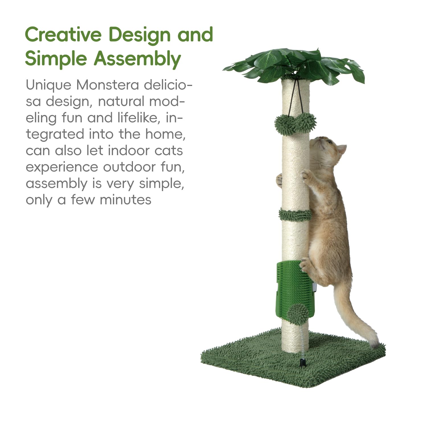 MECOOL Cat Scartching Post，30-inch Cute Scartching Posts for Ball