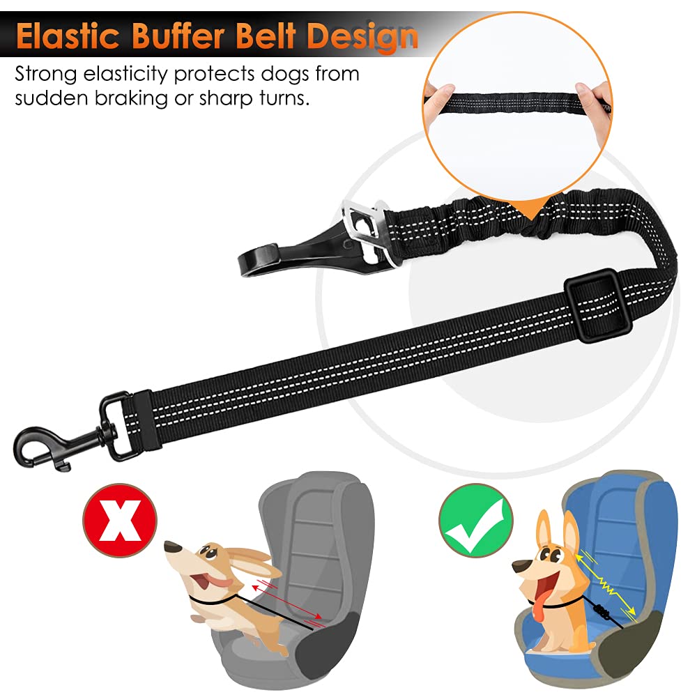 SlowTon Dog Seat Belt, Adjustable Dog Safety Belt Leash, 1 Latch Seat