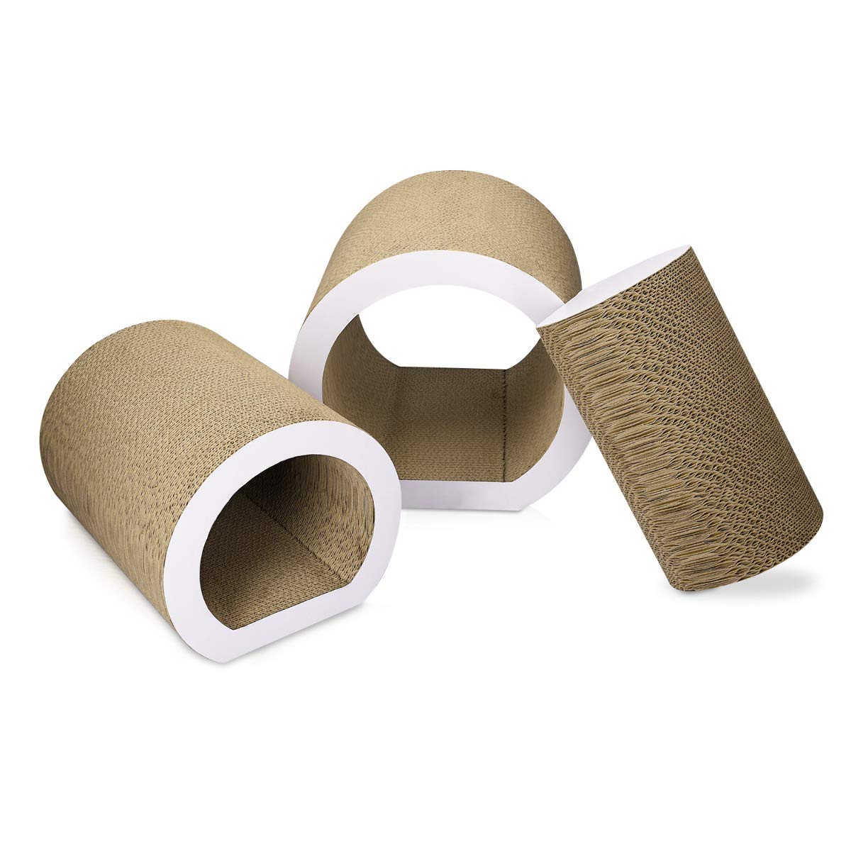 Navaris Cat Tunnel Scratcher Set (3-Pieces) Corrugated Tunnel