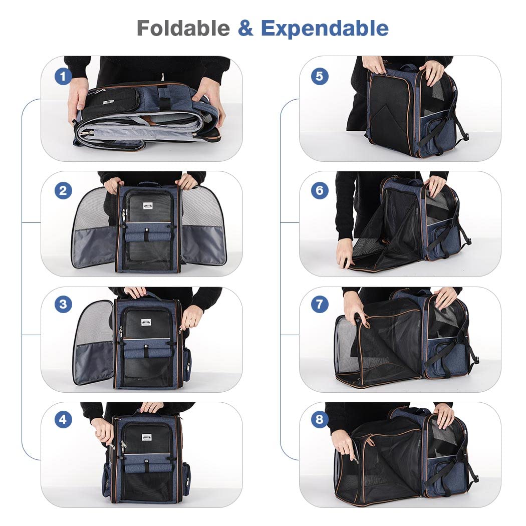 Lekebobor Large Cat Backpack Carrier Expandable Pet Carrier Backpack