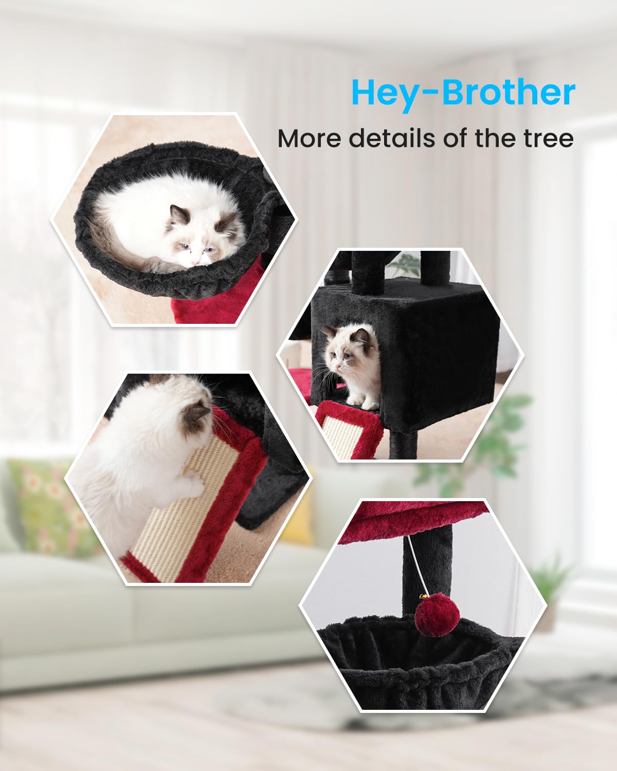 Hey-brother Gothic Cat Tree, Cat Tower for Indoor Cats, Cat House