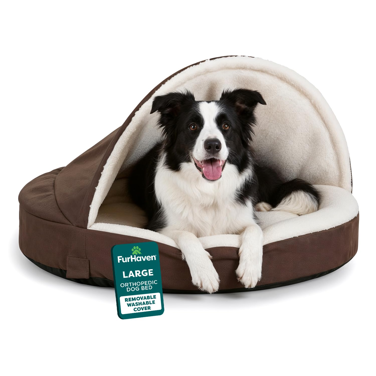 Furhaven 35" Round Orthopedic Dog Bed for Large/Medium Dogs w/ Bed