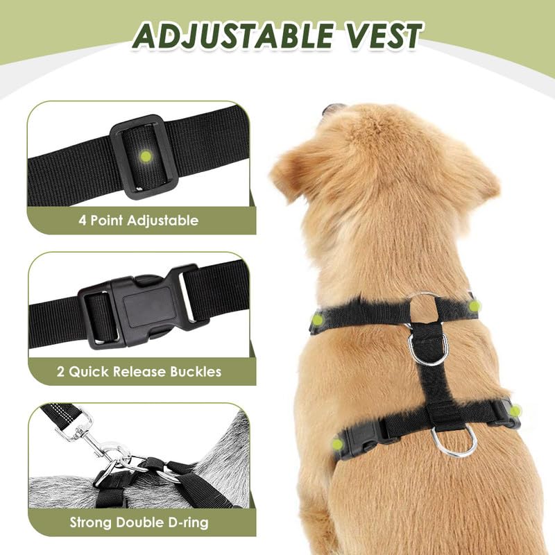 SlowTon Dog Seat Belt Harness for Car, Dog Car Harness Adjustable Seat
