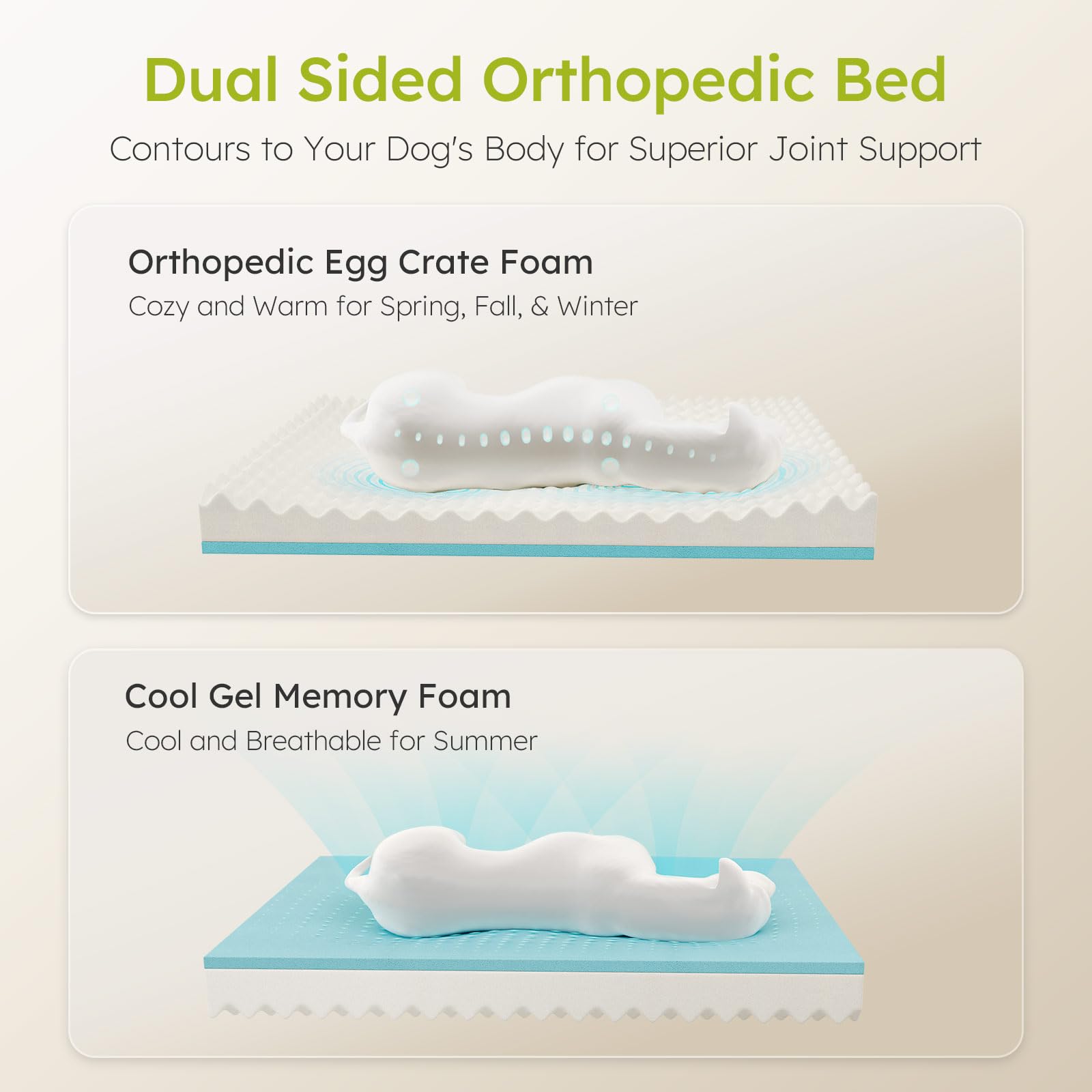 CWAWZ Dog Beds for Large Dogs, Orthopedic Dog Bed with Cooling Gel Bed