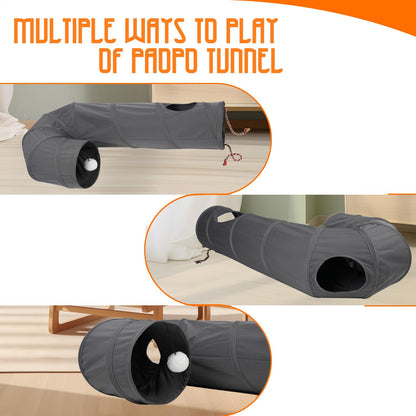 Cat Tunnel, 2-Way Collapsible Cat Tube with Interactive Tunnel