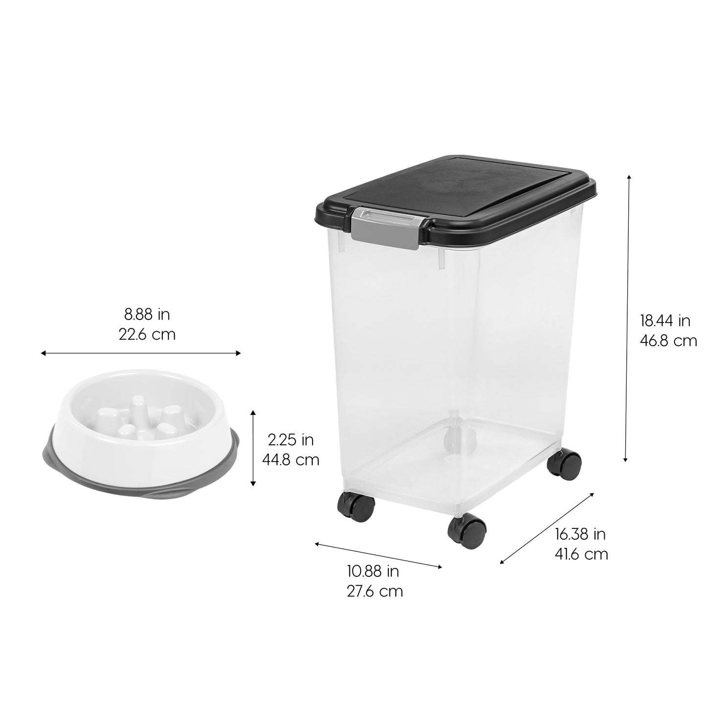 IRIS USA Airtight Dog Food Storage Container with 2-Cup Scoop and Bowl