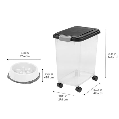 IRIS USA Airtight Dog Food Storage Container with 2-Cup Scoop and Bowl