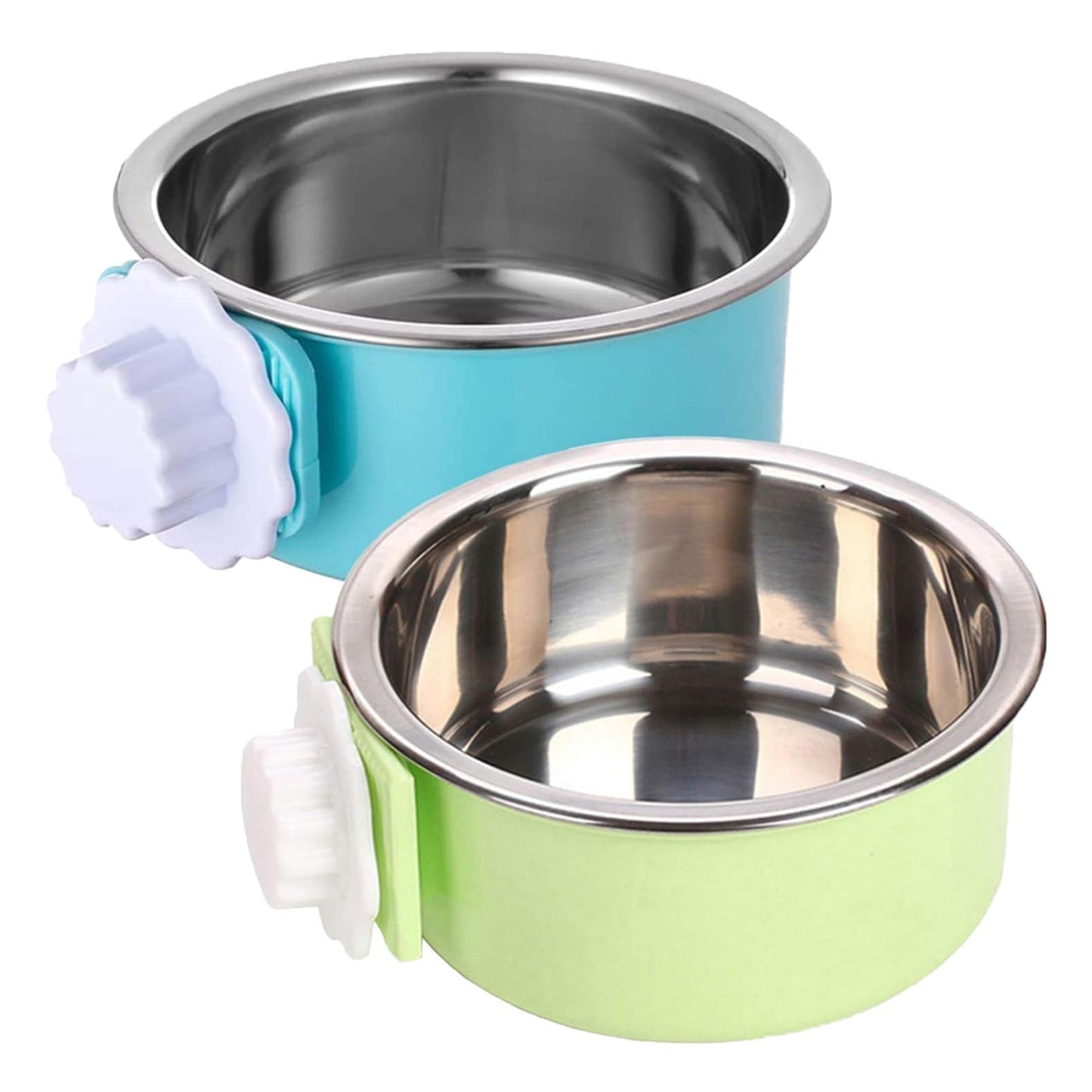 kathson Crate Dog Bowl 2pcs, Removable Stainless Steel Hanging Crate