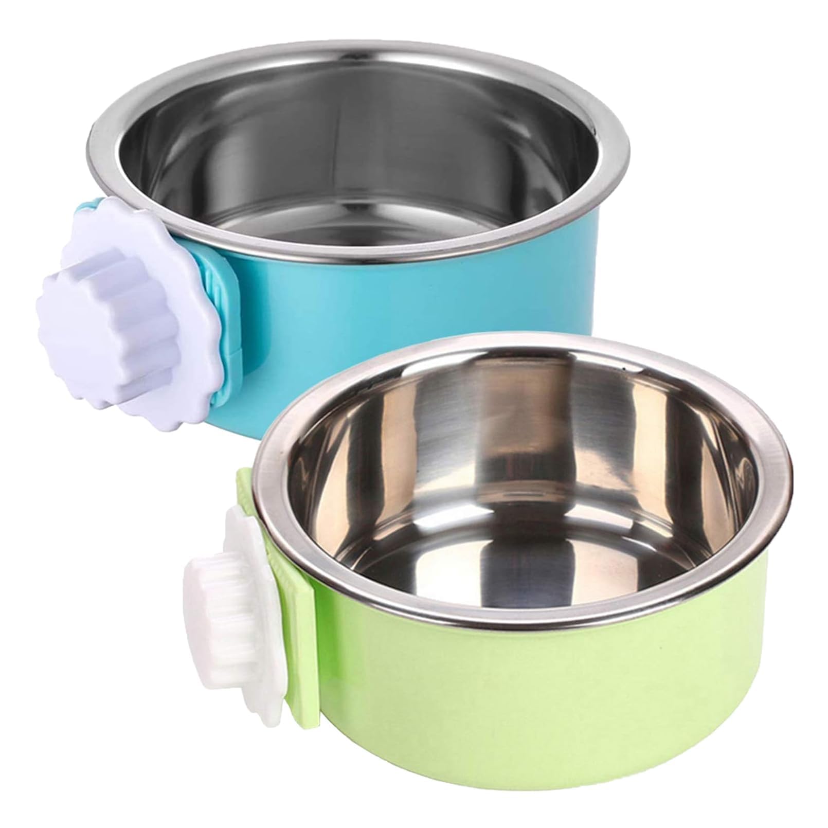 kathson Crate Dog Bowl 2pcs, Removable Stainless Steel Hanging Crate