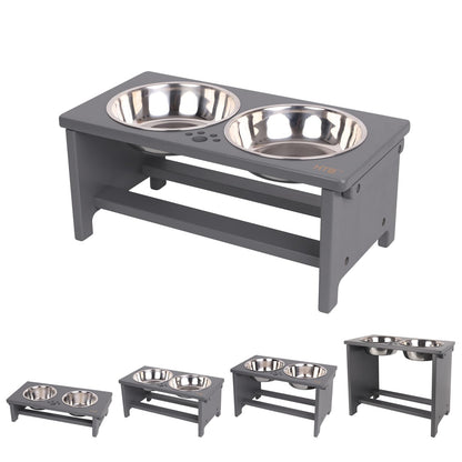 HTB Elevated Dog Bowls, Raised Dog’s Food Stand with 2 Feeder