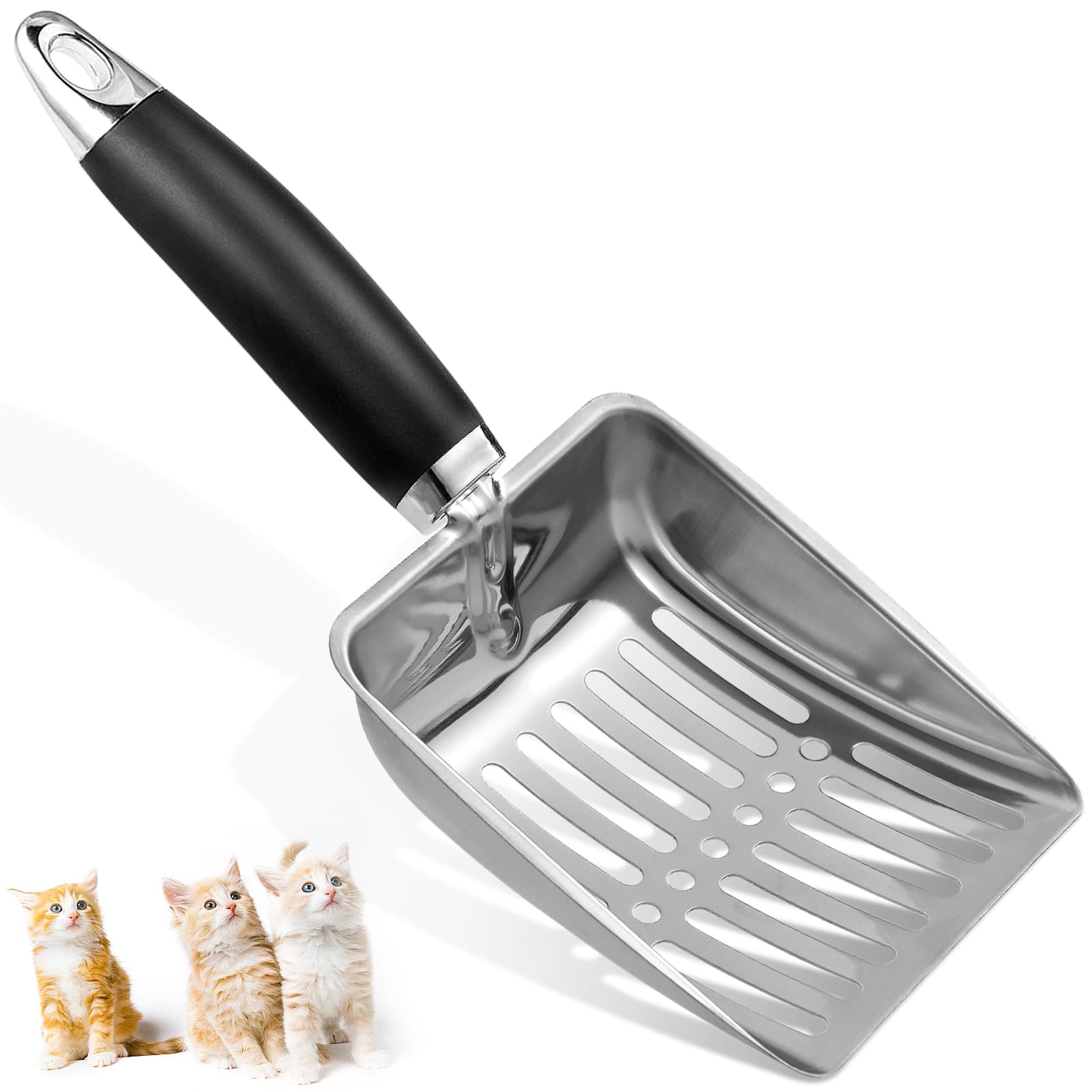 Cat Litter Scooper with Holder, Stainless Steel Cat Litter Scoop Box