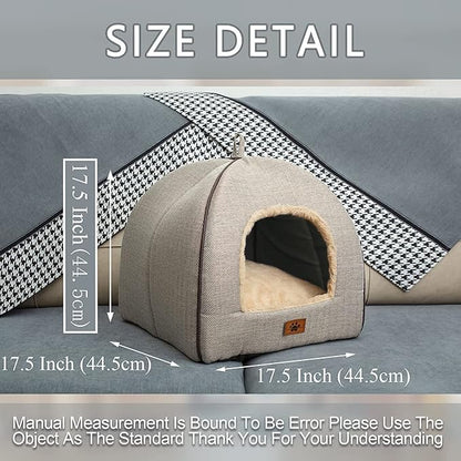 WINDRACING Cat Bed Cat Cave House Tent with Washable Cushioned Bed