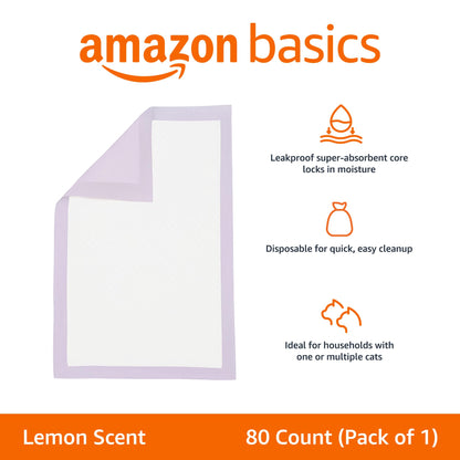 Amazon Basics Cat Pee Pads, Odor Control, Super Absorbent, Box
