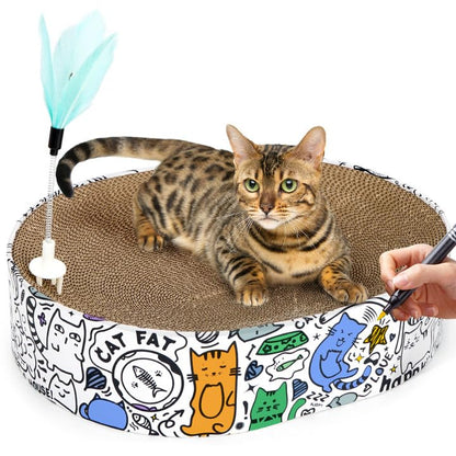 Cat Scratcher Cardboard, 2in1 Oval Cat Scratcher Bed for Indoor Pad