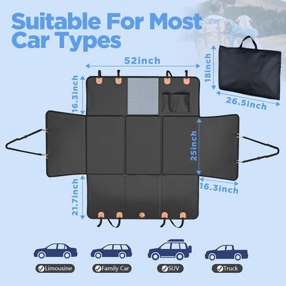 MYJAQI Back Seat Extender for Dogs, PU Leather Dog Car Seat Cover
