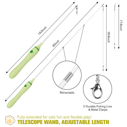 BEBOBLY 3-in-1 Retractable Cat Wand Toy for Indoor Cats Wand