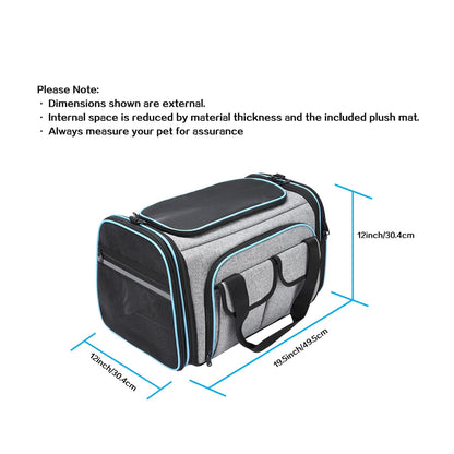 Airline Approved Pet Carrier, Large Soft Sided Pet Travel TSA Carrier