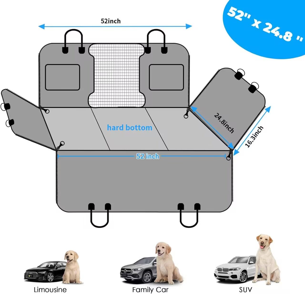 URPOWER 2026 Upgraded Back Seat Extender for Dogs Large Hard Seat