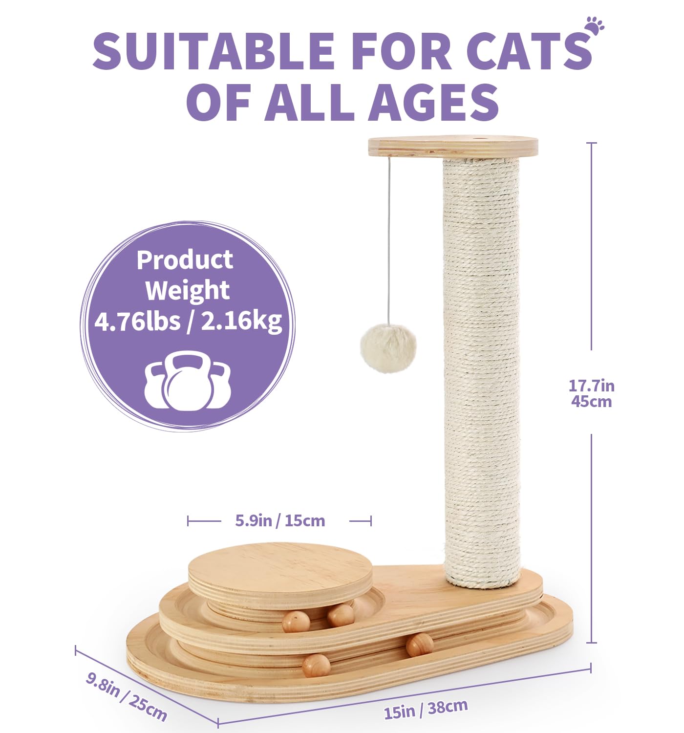 Made4Pets Cat Scratching Post Cat Scratcher Kitten Toys for Scratcher