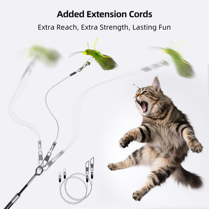 uahpet Natural Feather Cat Toy, Interactive Wand Toy for Indoor Wand