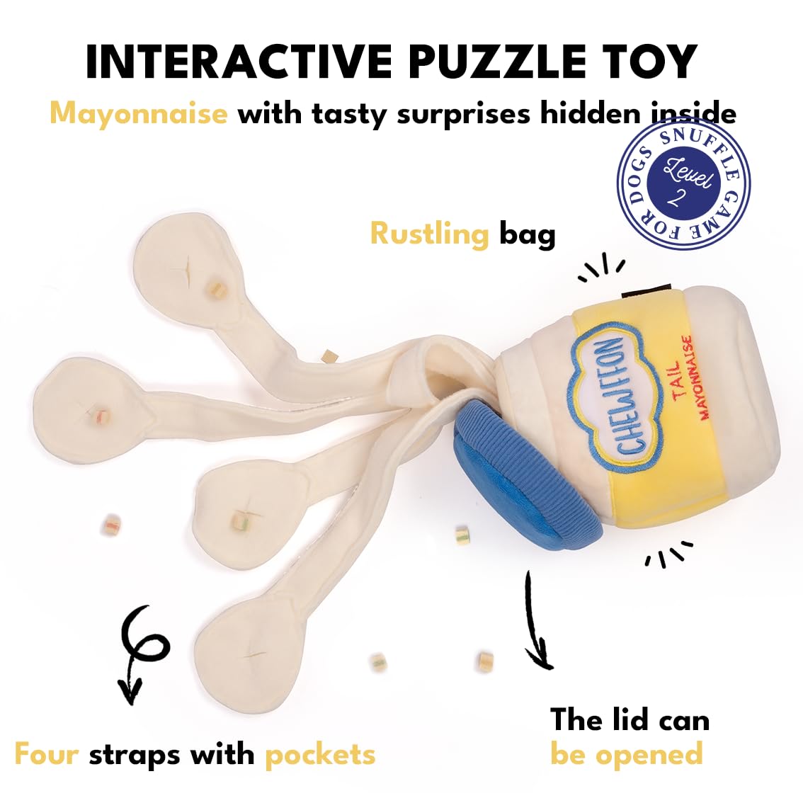 CHEWFFON Dog Enrichment Toys, Interactive Mayonnaise Jar Puzzle