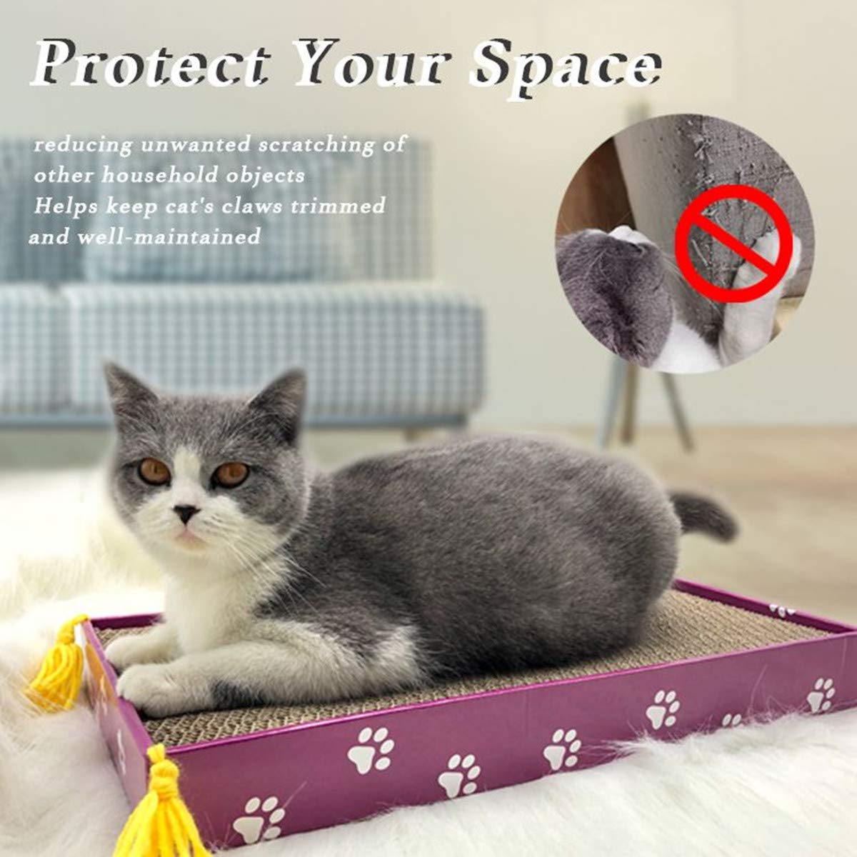PEEKAB Cat Scratcher Cardboard Wide Scratching Board Reversible Pad